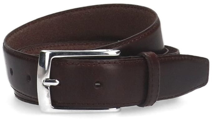 Manfield - Heren - Donkerbruine leren riem - Maat 115