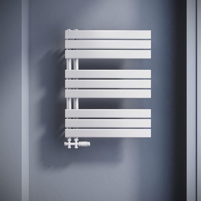 Platte Badradiator Wit Handdoekdroger 762x600 mm met Zijaansluiting
