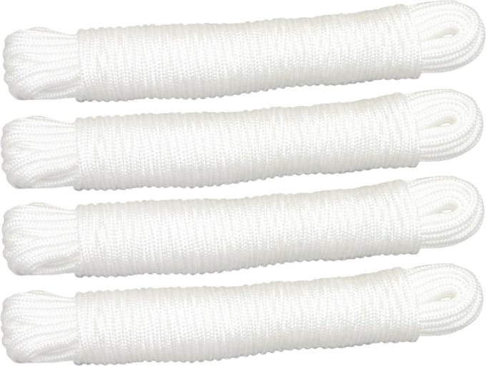 AMIG Touw - 4x - 10 meter - D3mm - polypropyleen - 50 kg - wit - waslijn - tuin