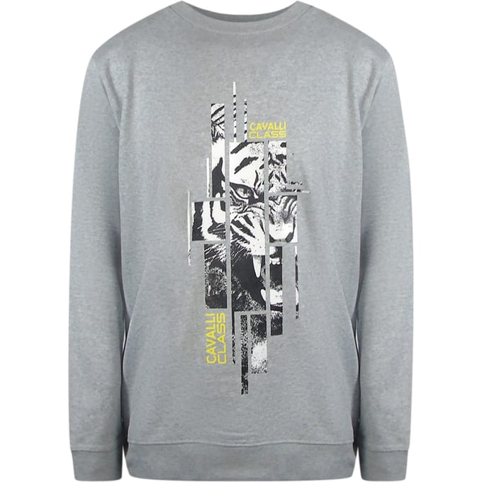 Cavalli Class Splintered Tiger Grafisch Grijs Sweatshirt
