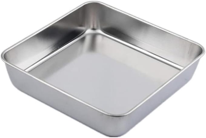 Bakvorm RVS - Vierkante Pan - Bakken & Grillen - Gladde Spiegelafwerking - 24x24x5cm - Zilver