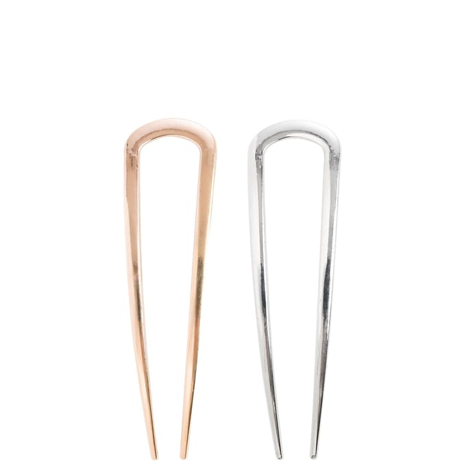 brushworks French Hair Pin Duo Gold &amp; Silver 2 st
