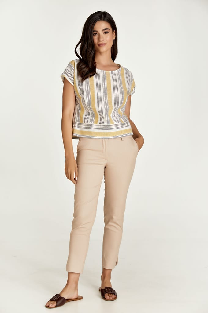 Beige denimkatoenen spijkerbroek