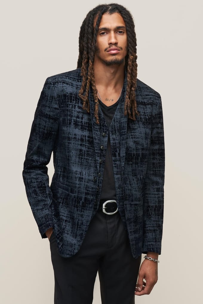 John Varvatos One Button Peak Lapel Sof Navy Taglia: 52 | Blazers Outlet | Uomo | Blu