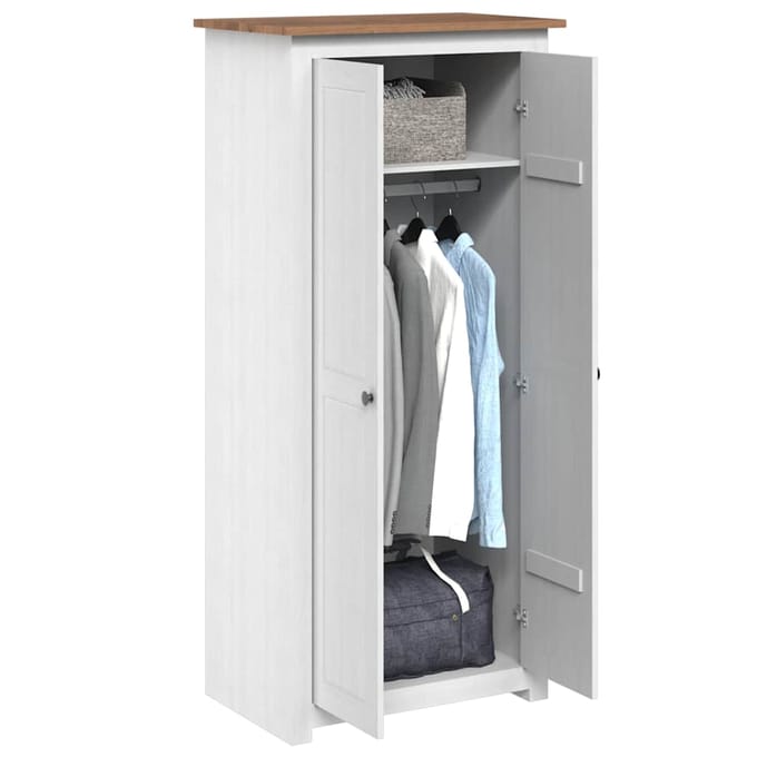 vidaXL - Kledingkast - Panama - Range - 80x50x171,5 - cm - massief - grenenhout - wit