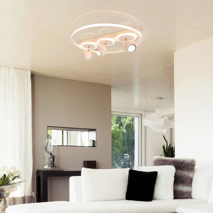 Näve LED plafondlamp Ronda, wit, 3-lamps