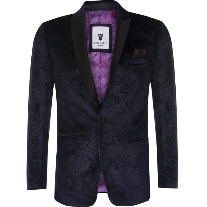Marine fluwelen paisley blazer dinerjack voor heren