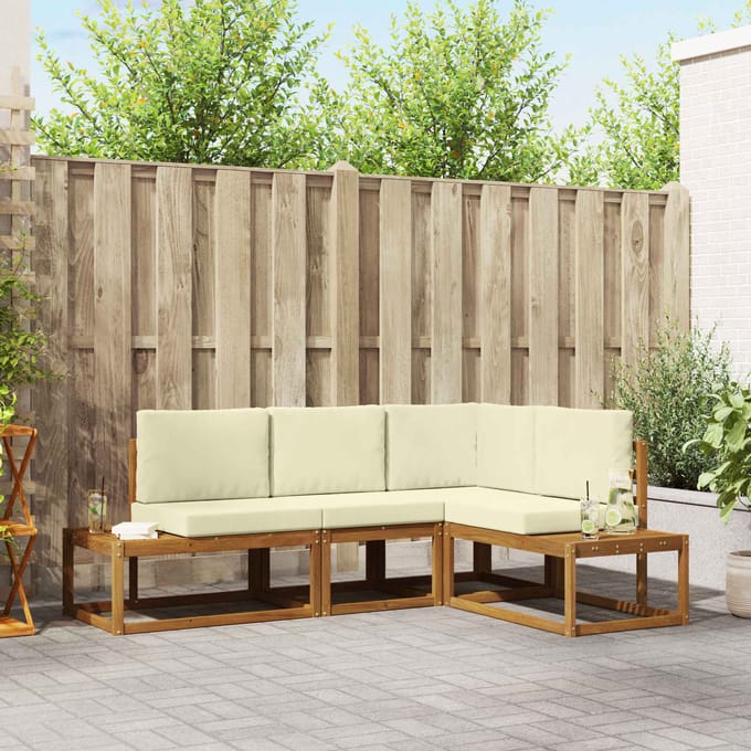 vidaXL - 4 - st - Buiten - bank - set - Massief - Acacia - Hout - en - Polyester