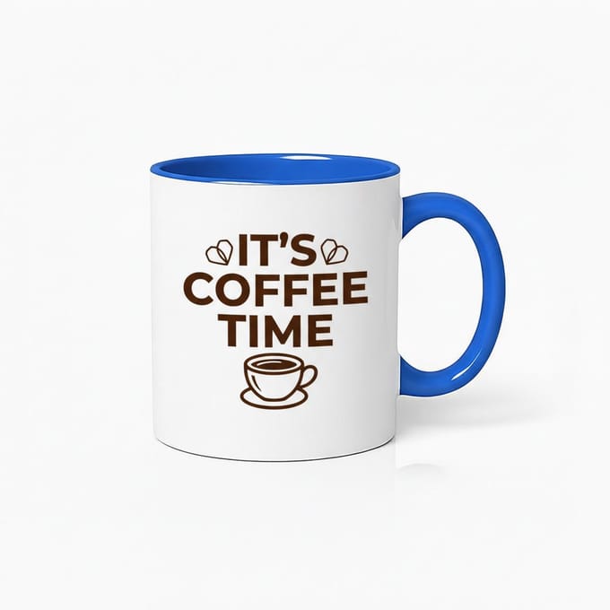 It's Coffee Time Mok | Wit/Blauw Keramische Koffiebeker | Uniek Design & Cadeau Tip