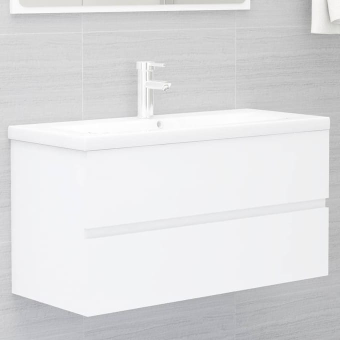 vidaXL - Wastafelkast - 90x38,5x45 - cm - bewerkt - hout - wit