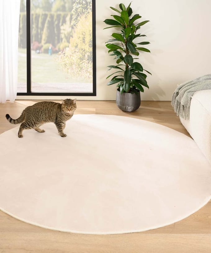 Rond zacht vloerkleed - Plush crème 120