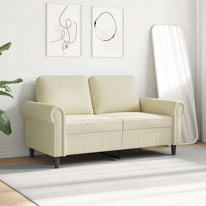 vidaXL - Tweezitsbank - 120 - cm - kunstleer - crèmekleurig