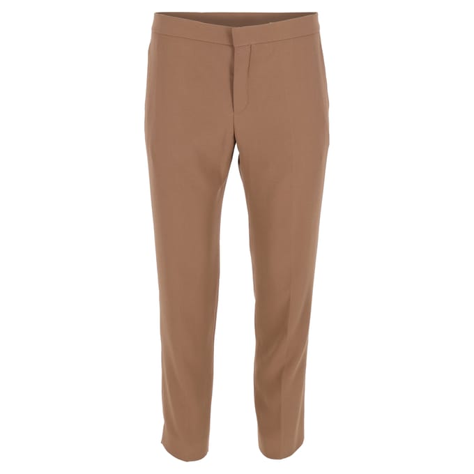 Chloé middelhoge taille rechte broek van bruine wol