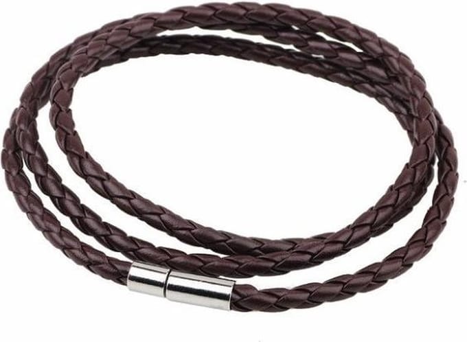 Fako Bijoux® - Wikkelarmband - Gevlochten - Pinsluiting - Donkerbruin