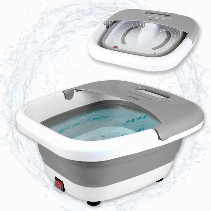 SAVI® Voetenbad met Massage - Voetmassage Apparaat - Wit/Grijs - 43cm x 17cm x 38cm