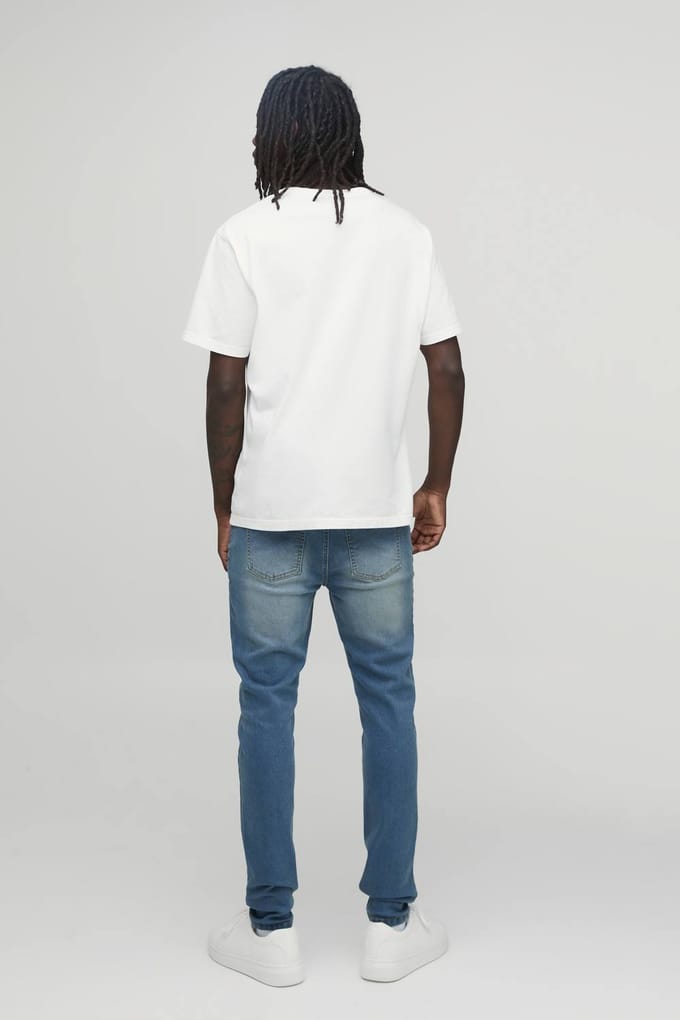 Essential Skinny Fit Stretch Washed Jeans | Antique Blue | Size 50S