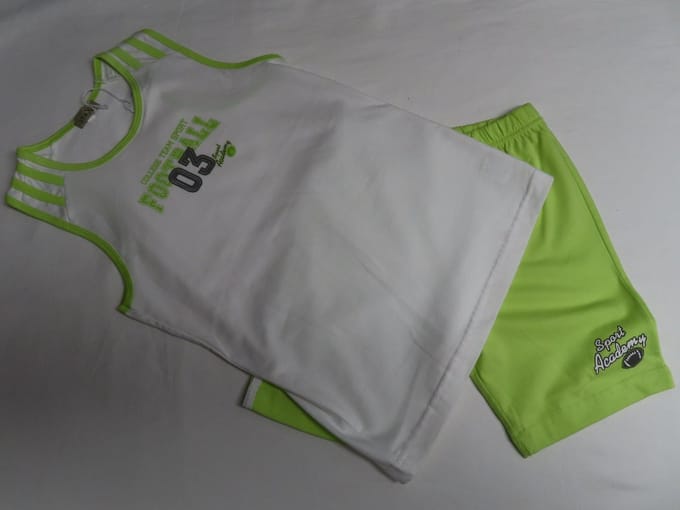 Ensemble - Jongen - Mouwloos - Wit /lime - Football - 6 jaar 116