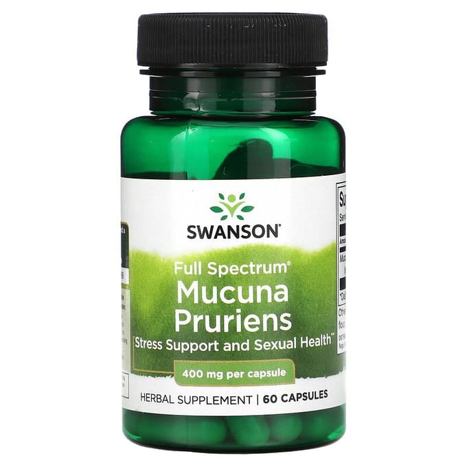 Volledig Spectrum Mucuna Pruriens, 400 mg, 60 Capsules
