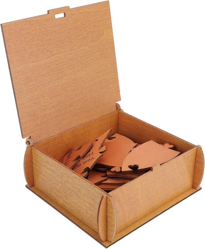 Hartvormige Puzzel - Romantisch Cadeau - Persoonlijk Ontwerp - Dichtheid Board Materiaal - 15 x 7 cm - Lichtbruin