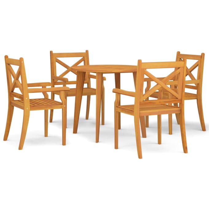 vidaXL - 5-delige - Tuinset - massief - acaciahout