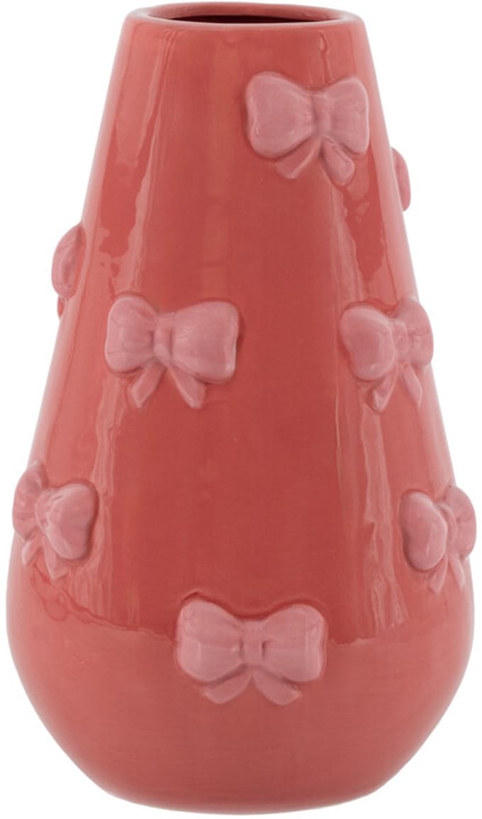 Homebound-Aardewerk vaas- 'Soft bows'-roze-14x14x23cm