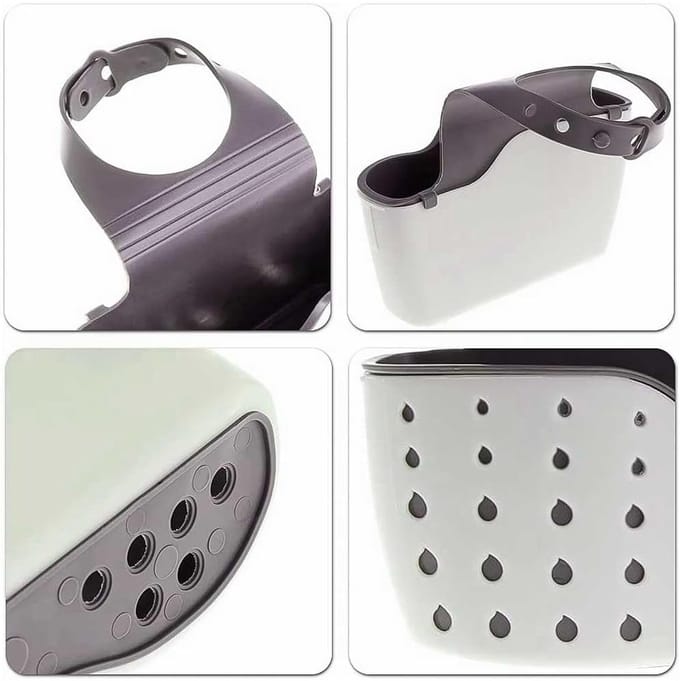 Hangmand voor gootsteen, sponshouder, kraan met houder, organizer (grijs)