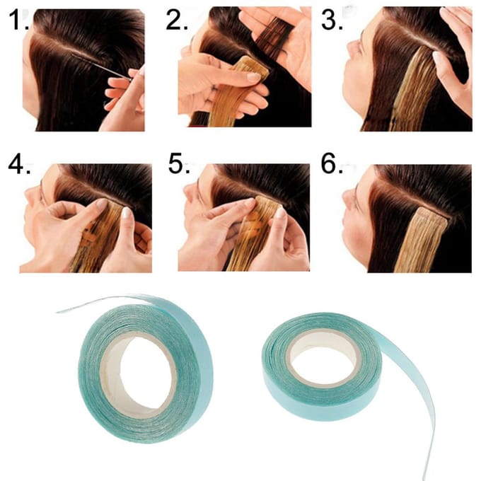 2 Rollen Tape voor Hairextensions Dubbelzijdig Plakband voor Hairextensions Pruiken Toupet blauw