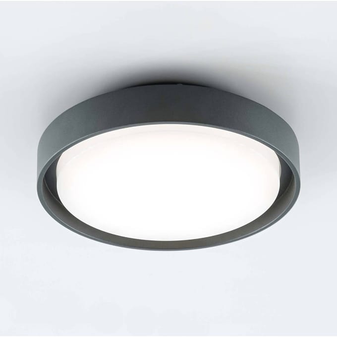 EVN LED buiten plafondlamp Tectum, antraciet, Ø 25 cm