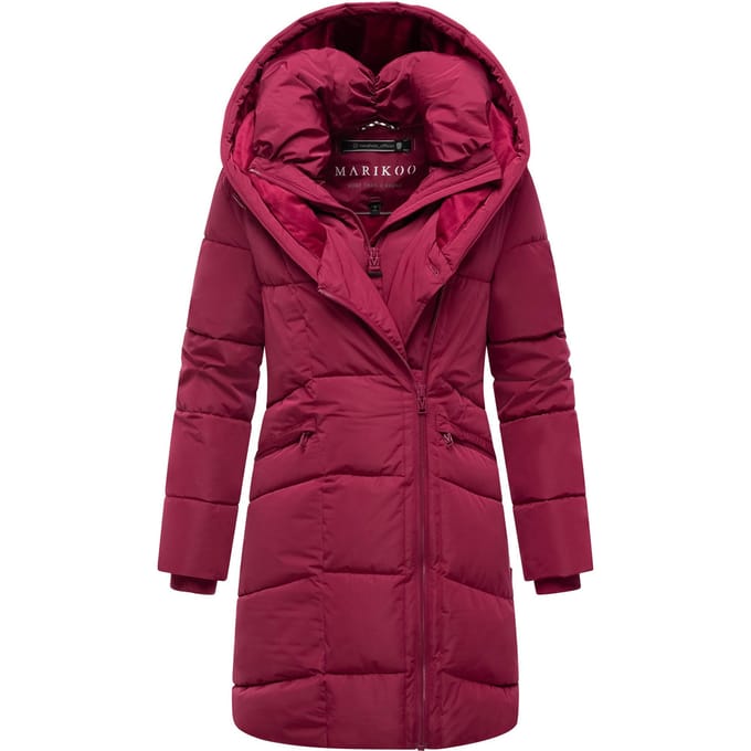 Marikoo dames gewatteerde mantel Virenaa met layer-look & fleecevoering