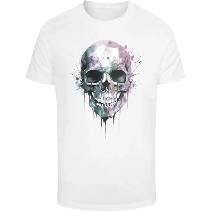 Mister Tee - Colorful Skull Heren Tshirt - M - Wit