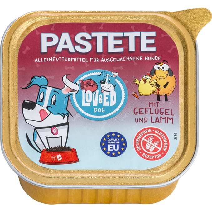 12x150g Lov&Ed hondenvoer paté met gevogelte & Lam hondenvoer nat