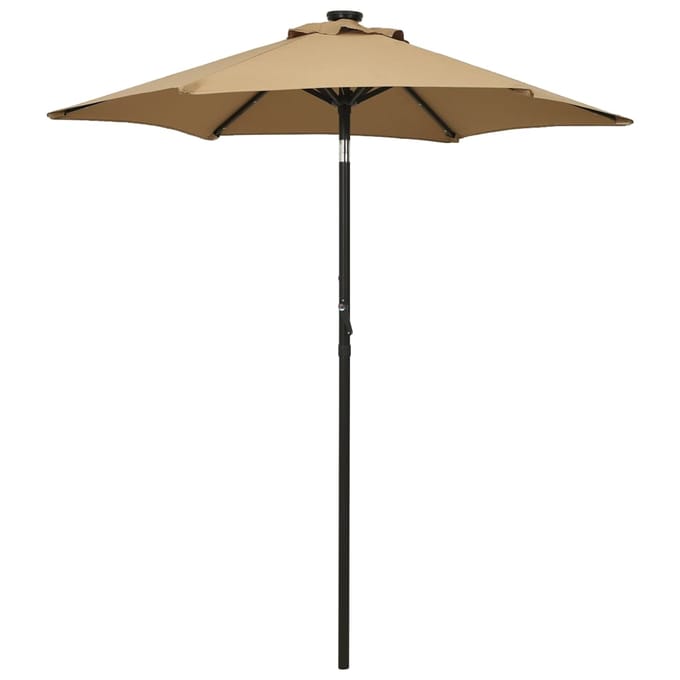 vidaXL - Parasol - met - LED-verlichting - 200x211 - cm - aluminium - taupe