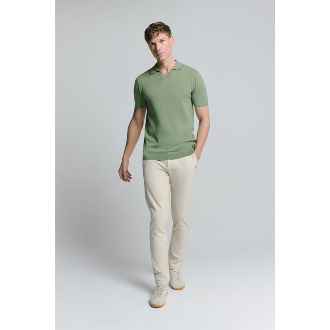 No Excess Pullover short sleeve polo v solid green