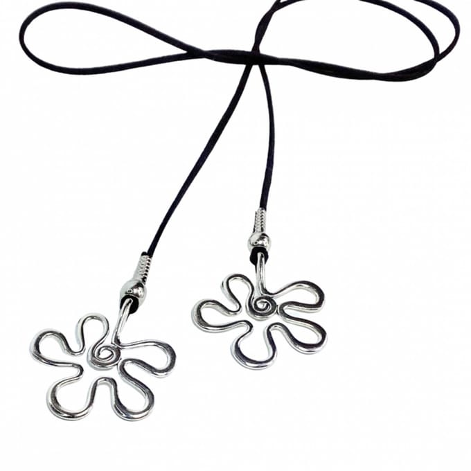 Ketting-Bloem verstelbaar suede - Charme Bijoux