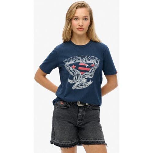 Superdry - Versierde Varsity Relaxed T-shirt - Dames - T-shirts