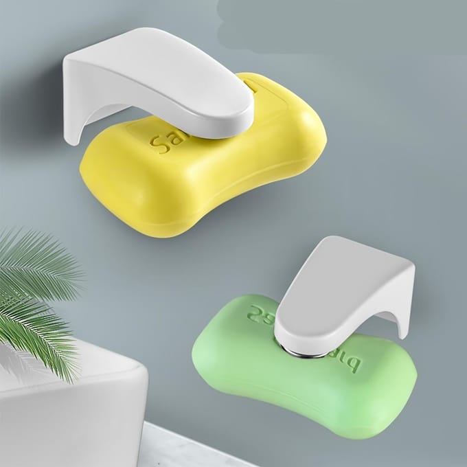 Porte-savon magnétique - 1 pièce Support de savon mural - Égouttoir de rangement pour savon, Accessoires de salle de bain blanc