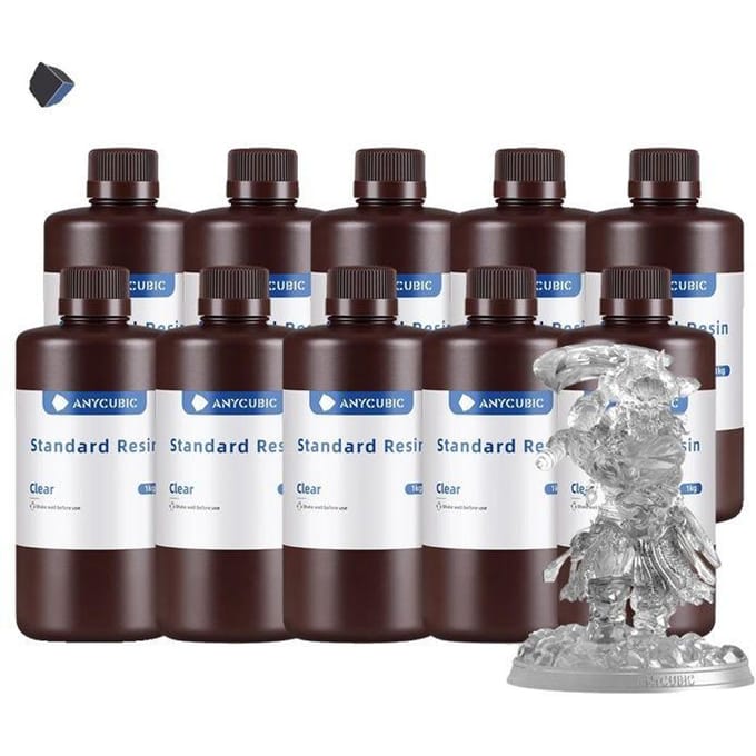 Anycubic 405nm Résine UV, Capacité de 10KG, Compatible avec les Imprimantes LCD, 10KG Transparent