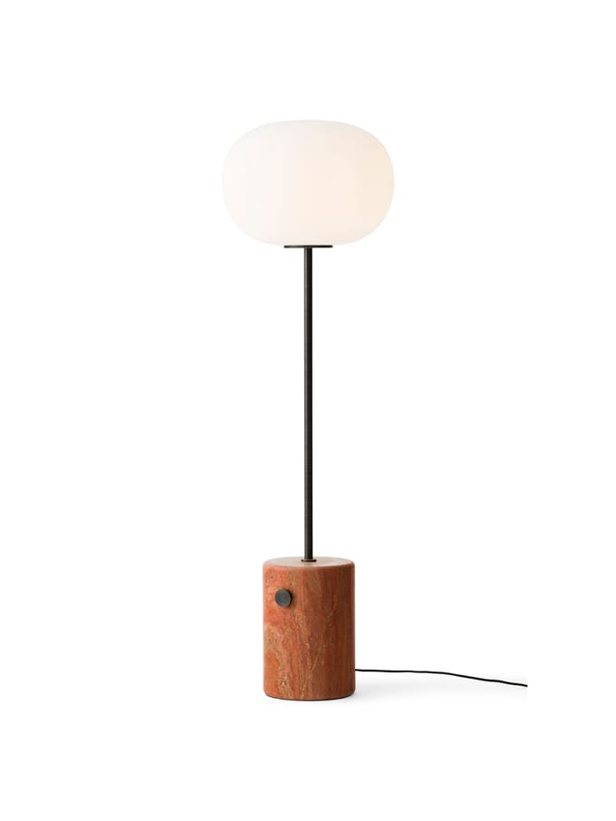 Audo Copenhagen Audo vloerlamp JWDA, brons/rood, travertijn, 130 cm, dimbaar.