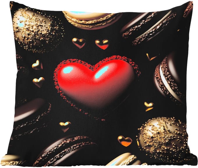 Buitenkussen - Macarons - Rood - Hart - 45x45 cm - Weerbestendig