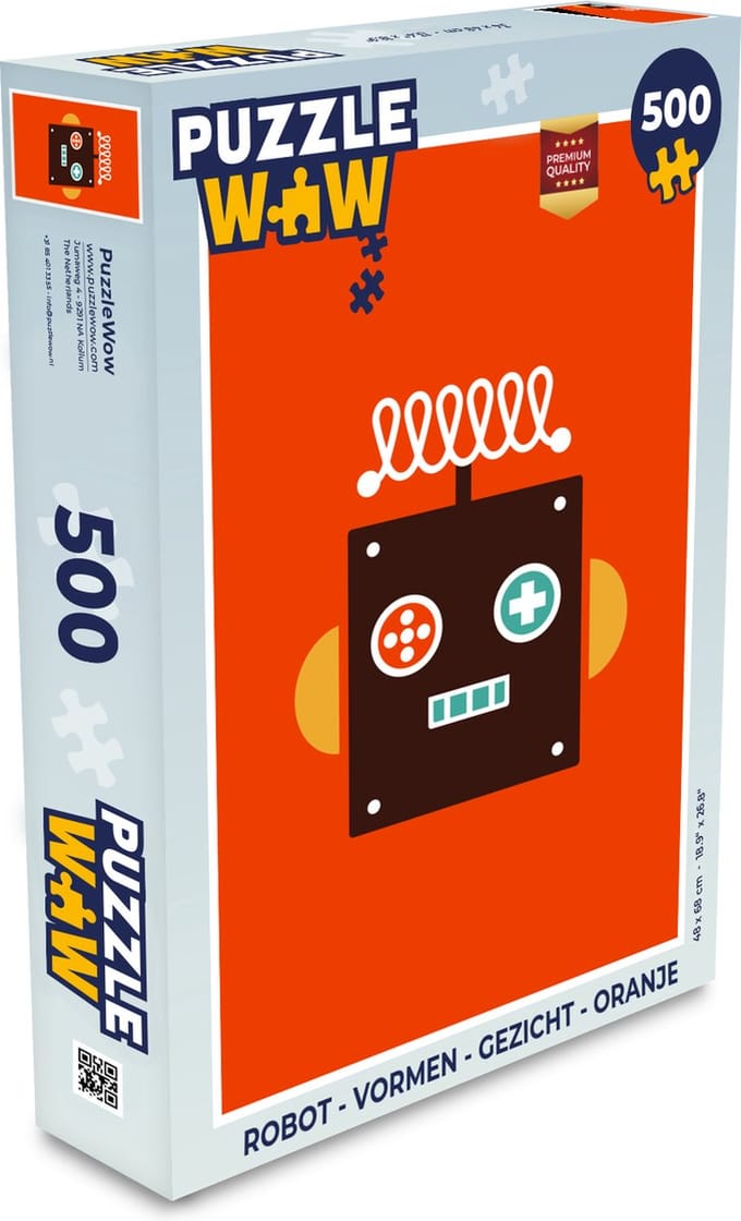Puzzel Robot - Vormen - Gezicht - Oranje - Jongens - Kinderen - Legpuzzel - Puzzel 500 stukjes