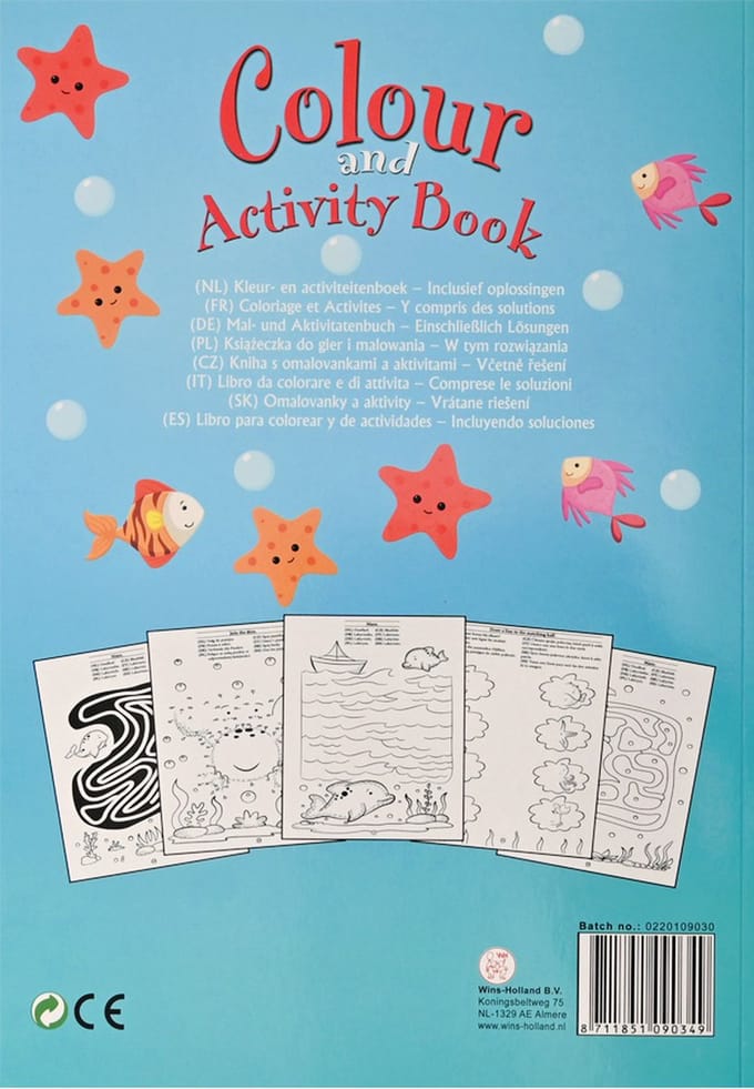 Kleur- en activiteitenboek - Zeedieren - 72 pagina's