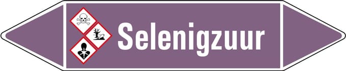 Selenigzuur leidingmarkering op vel - basen 126 x 26 mm - 5 per vel