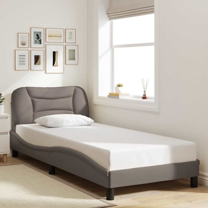 vidaXL - Bedframe - zonder - matras - "Hvar" - 80x200 - cm - stof - taupe