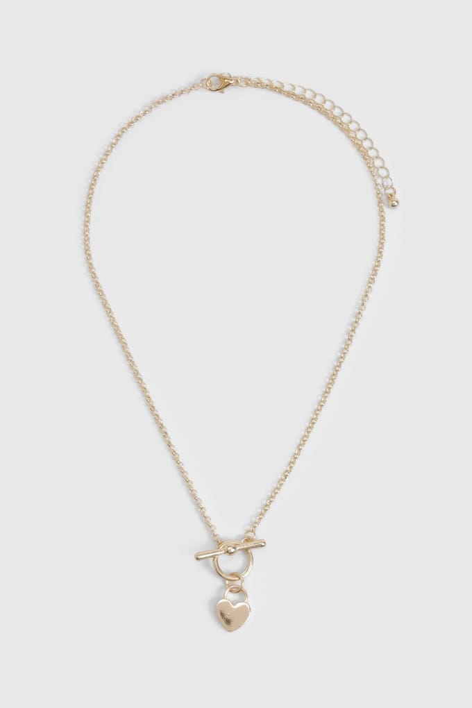 boohoo Dames T-Bar & Hart Ketting | Goud