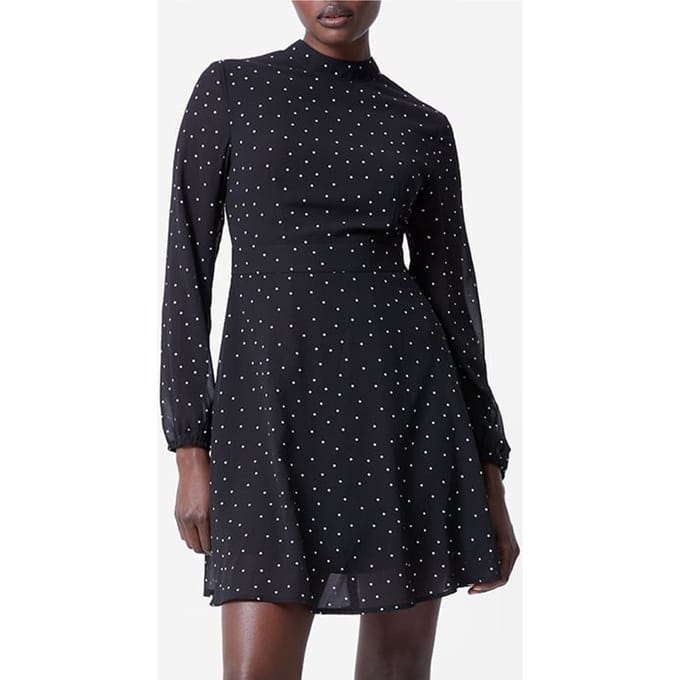French Connection Spot Georgette Dress Black Größe: 8 | Minikleider Outlet | Damen | Schwarz