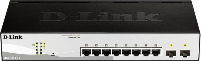 10-poorts Gigabit Smart Switch met 8 LAN en 2 SFP Slots