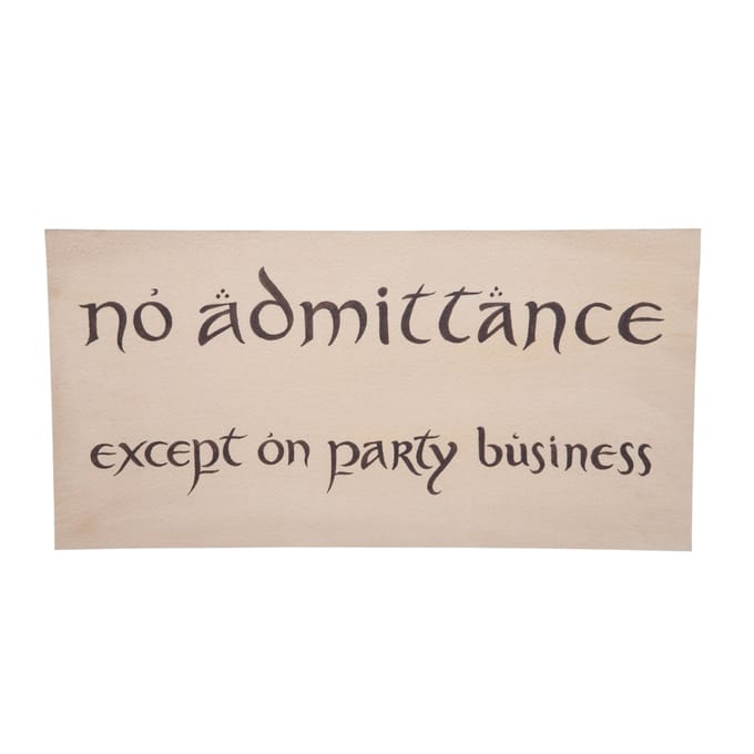 Weta Workshop - The Hobbit - No Admittance Sign - Poster