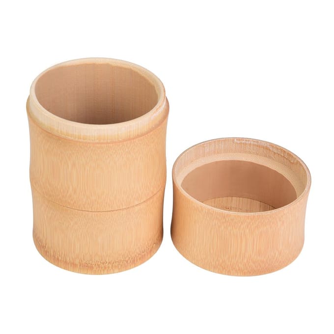 Boîte de rangement portable en bambou pour pots à thé (M) beige
