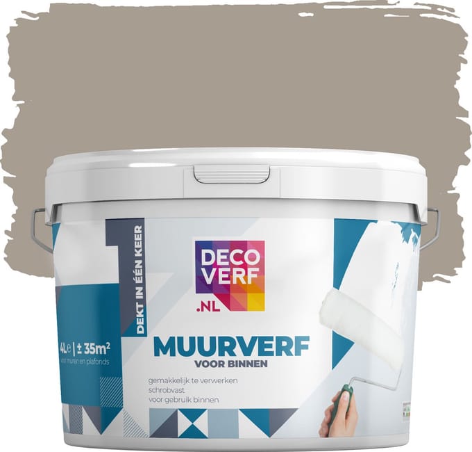 Decoverf muurverf mat leverbeige, 4L