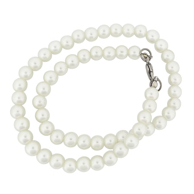 Korte basic parelketting - damescollier - met slotje - 45 cm - 8mm witte glasparels